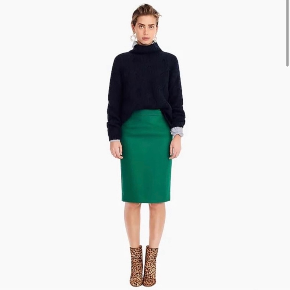 JCREW No 2 Pencil Skirt Green 4P